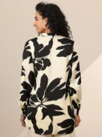 Off White Printed Silk Blend Straight Tunic - Image 3