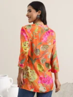 Orange Printed Silk Blend Tunic - Image 4